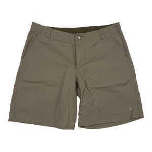 NORTH FACE shorts WOMENS 12 tan and green nylon lightweight Camping Hiking